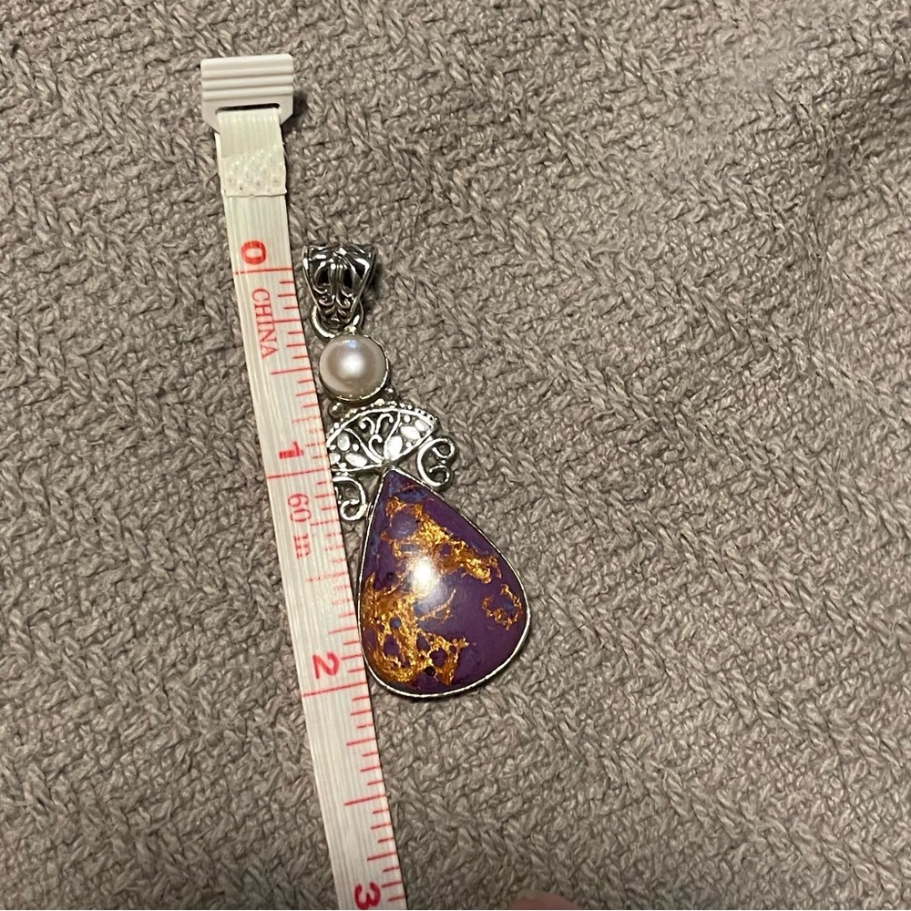 Copper turquoise slide pendant